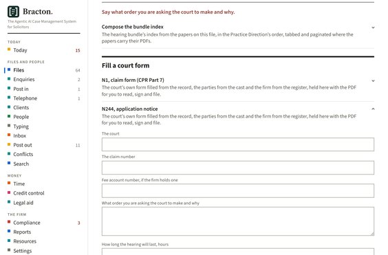 The forms this file offers, a screen from the working software